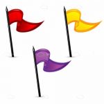 Red, Yellow and Purple Flags Icon Set